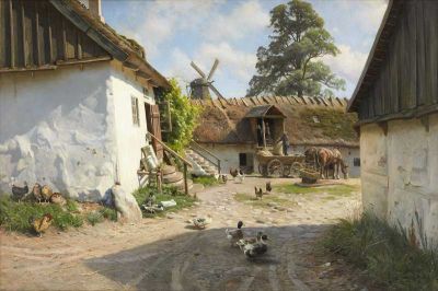 art oil painting reproduction of  Monsted Peder Gaardinterior Fra Blaab K Vandmolle 1921 museum quality handmade