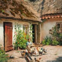 Monsted Peder Gardsbild Med Hons 1914