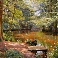 Monsted Peder Glimpses Of The Sun In S By Stream 1916