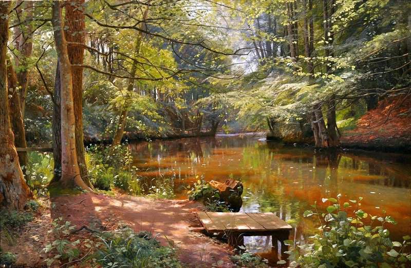 Monsted Peder Glimpses Of The Sun In S By Stream 1916 museum quality