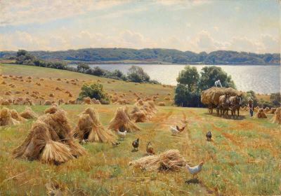 art oil painting reproduction of  Monsted Peder Harvest Near Tulstrup museum quality handmade