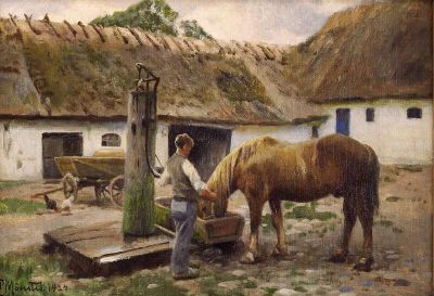 art oil painting reproduction of  Monsted Peder Hasten Vattnas 1934 museum quality handmade