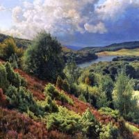 Monsted Peder Heather-covered Hills By The Lakes Near Silkeborgh