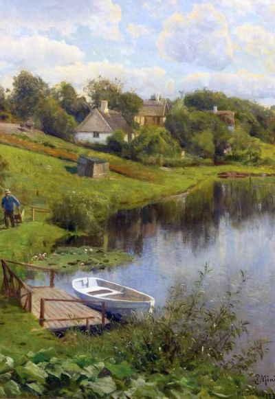 art oil painting reproduction of  Monsted Peder Hosterkob 1938 museum quality handmade