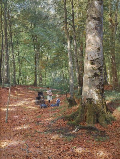 art oil painting reproduction of  Monsted Peder In The Forest 1893 museum quality handmade