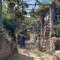 Monsted Peder In The Shadow Of An Italian Pergola 1884
