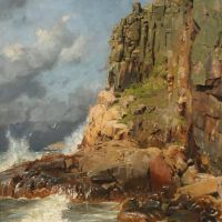 Monsted Peder Jons Kapel On The Island Of Bornholm In The Distance Hammerknuden 1881