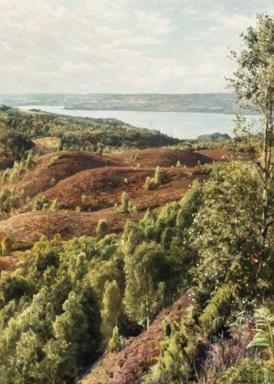 art oil painting reproduction of  Monsted Peder Julso Set Fra Himmelbjerget 1937 museum quality handmade