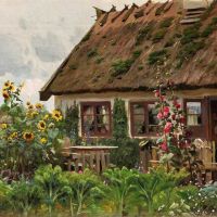 Monsted Peder Knitting Girl In The Doorway 1909