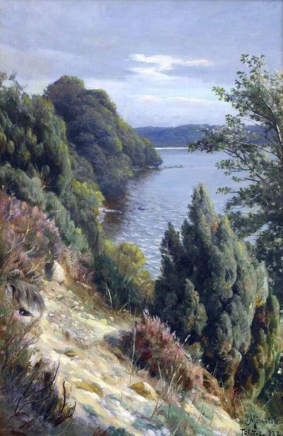 art oil painting reproduction of  Monsted Peder Kustvy - Tulstrup 1932 museum quality handmade