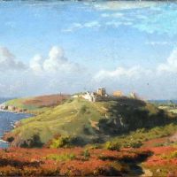 Monsted Peder Landscape From Bornholm Denmark With The Ruins Of Hammershus In The Background 1882