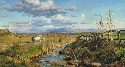 art oil painting reproduction of  Monsted Peder Landscape From The Roman Campagna museum quality handmade