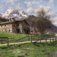 Monsted Peder Landscape With Farm In Werfen Austria 1899