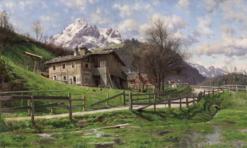Monsted Peder Landscape With Farm In Werfen Austria 1899 museum quality