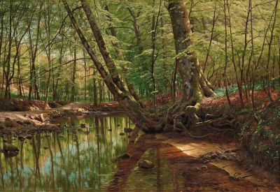 art oil painting reproduction of  Monsted Peder Landscape With River 1899 museum quality handmade
