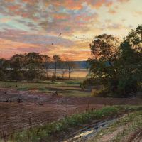 Monsted Peder Landscape With Setting Sun 1893