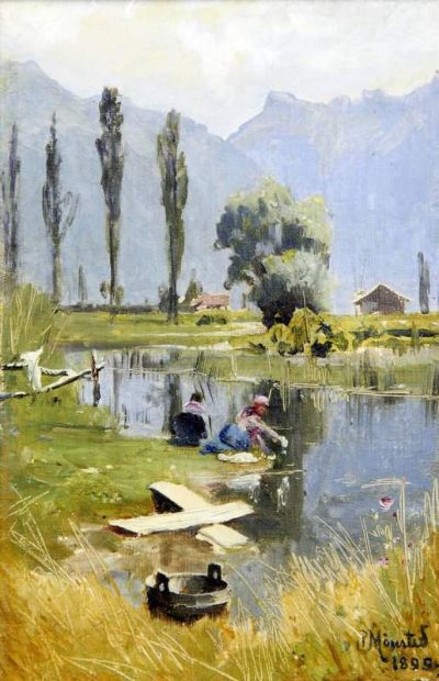 art oil painting reproduction of  Monsted Peder Laundry Day 1889 museum quality handmade