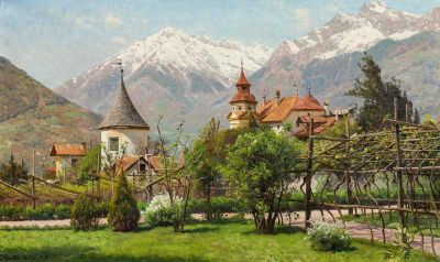 art oil painting reproduction of  Monsted Peder Meran Winkel Castle 1913 museum quality handmade