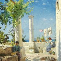 Monsted Peder Mother And Child In A Loggia Capri 1889
