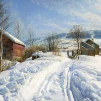Monsted Peder Mounatin Landscape On A Sunny Winter Day