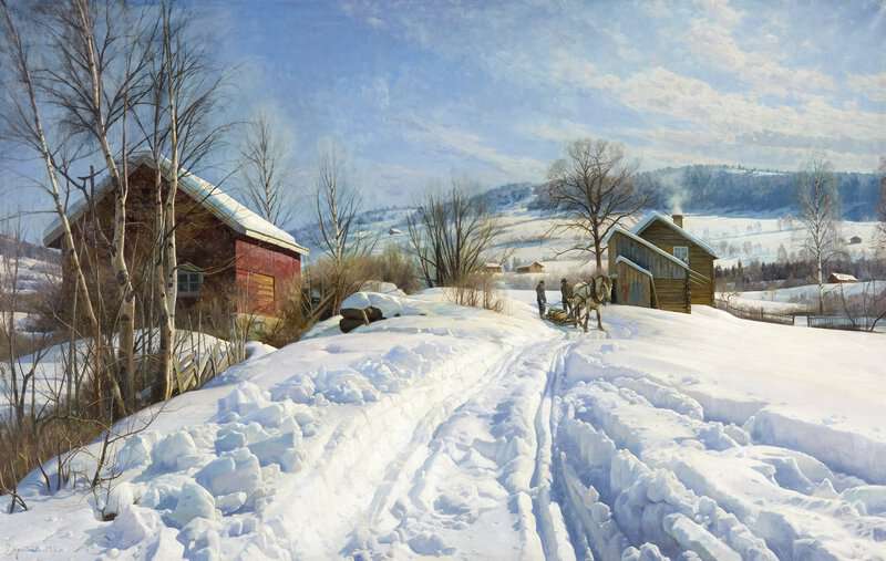 Monsted Peder Mounatin Landscape On A Sunny Winter Day museum quality