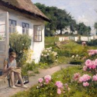 Monsted Peder On The Steps Of The Cottage 1938