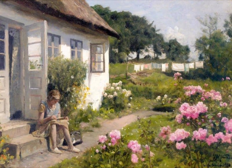 Monsted Peder On The Steps Of The Cottage 1938 museum quality