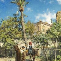 Monsted Peder Outside Palazzo St. Stefano At Taormina On Sicily 1886