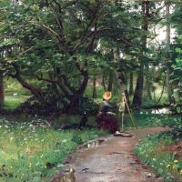Monsted Peder Painting Off A Path Near A River 1888