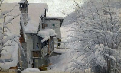 art oil painting reproduction of  Monsted Peder Ponte Campovasto 1914 museum quality handmade