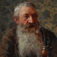 Monsted Peder Portrait Of Ludvig Christjan Dyrskjot 1854-1906 Smoking A Pipe 1895