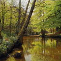 Monsted Peder River Flowing Through A Tranquil Forest 1904