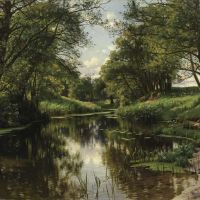 Monsted Peder River Landscape Summer 1905
