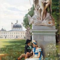 Monsted Peder Romantic Scene From Fredensborgs Park