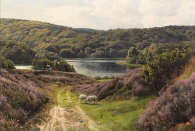 art oil painting reproduction of  Monsted Peder Scenery From Virklund 1923 museum quality handmade