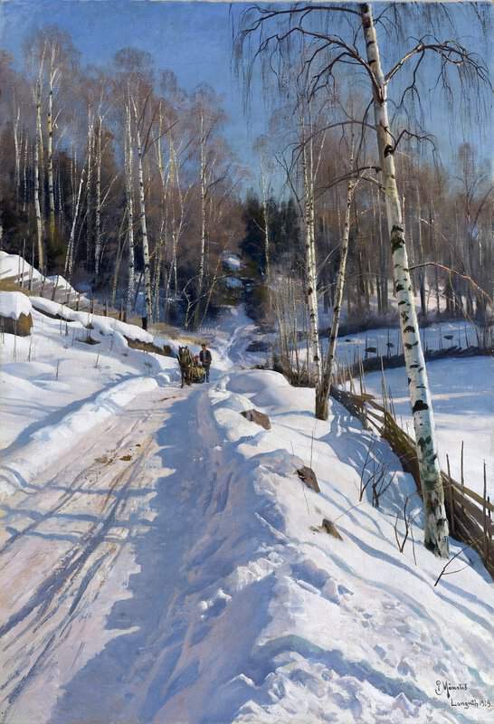 Monsted Peder Sleigh Ride On A Sunny Winter Day 1919 museum quality