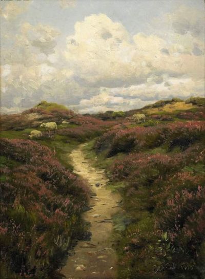 art oil painting reproduction of  Monsted Peder Sommarlandskap Med Betande Far 1905 museum quality handmade