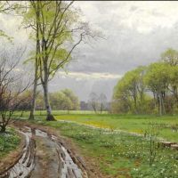 Monsted Peder Spring Day With New-leaved Beech Trees And Anemones 1897