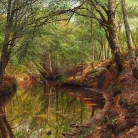 Monsted Peder Spring In S By Forest. New-leaved Beeches Reflecting In The Water 1915