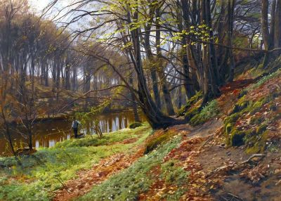 art oil painting reproduction of  Monsted Peder Spring Landscape At Soby 1912 museum quality handmade