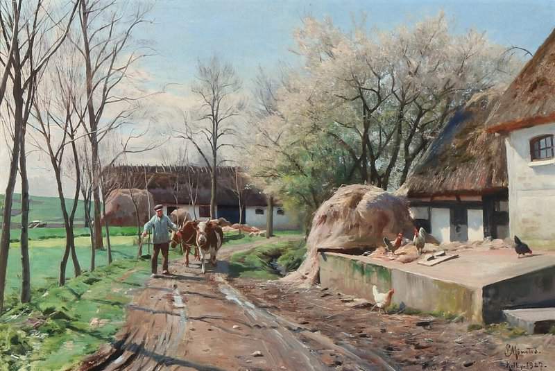 Monsted Peder Springtime At Samso By A Farm 1927 museum quality