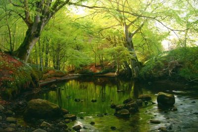 art oil painting reproduction of  Monsted Peder Springtime In The Forest 1895 museum quality handmade