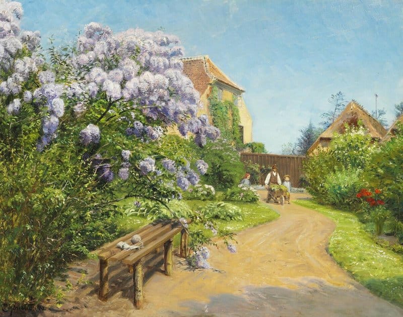 Monsted Peder Springtime With Lilacs In Bloom. Presumably From Skagen 1912 museum quality