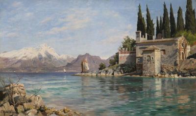 art oil painting reproduction of  Monsted Peder St. Vigilio On Lake Garda 1909 museum quality handmade