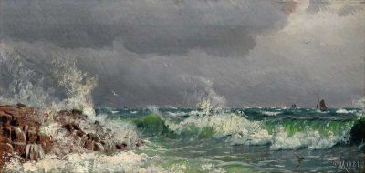 art oil painting reproduction of  Monsted Peder Stormy Sea 1881 museum quality handmade