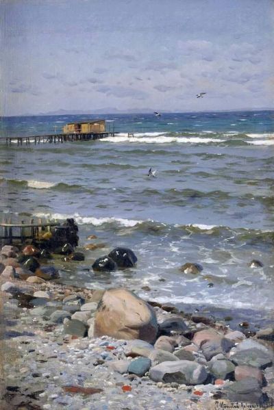art oil painting reproduction of  Monsted Peder Stranden I Aalsgaard 1919 museum quality handmade
