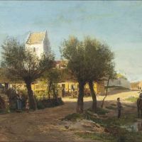 Monsted Peder Summer Afternoon In Aarhuus Village 1882