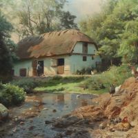 Monsted Peder Summer At A River By A Farm 1931