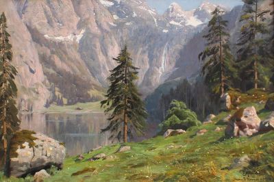 art oil painting reproduction of  Monsted Peder Summer Day At Obersee Bei Konigsee 1914 museum quality handmade