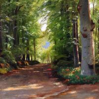 Monsted Peder Summer Day On A Forest Road In Enrum Denmark 1931